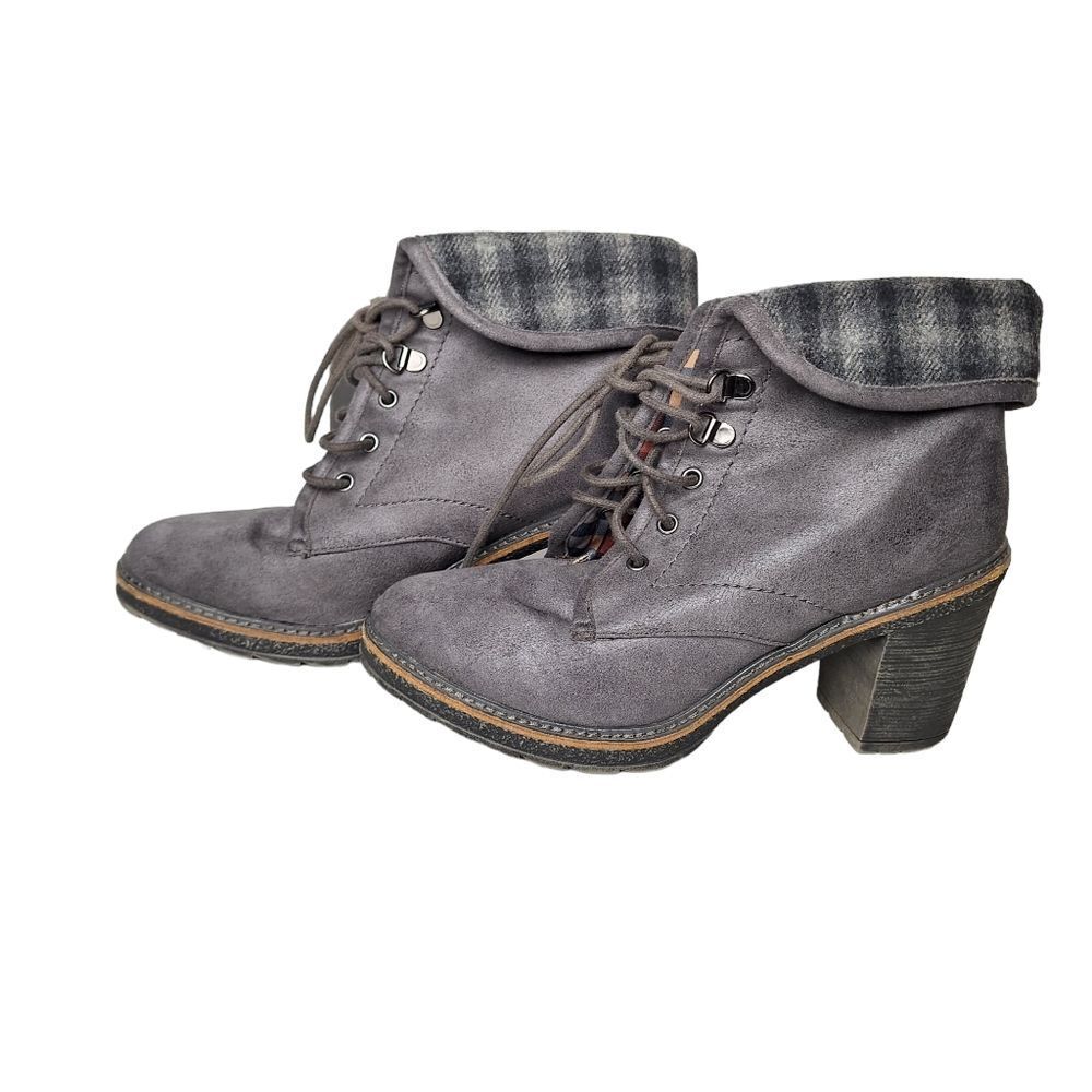White Mountain Womens Lace Up Cushioned‎ Charcoal JayJay Bootie Boots Size 8.5